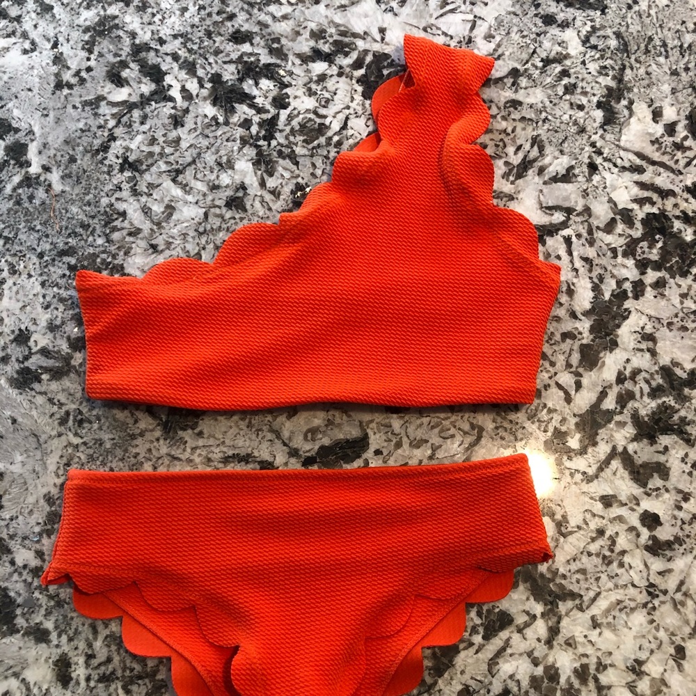 Red one strap bikini